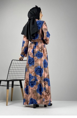 Blumengemustertes Hijab-Kleid Dusty Rose 0249SGS.GKR
