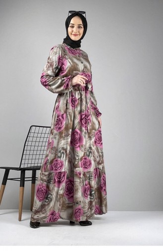 Blumengemustertes Hijab-Kleid Flieder 0249SGS.LLA