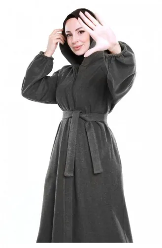 Hijab-Mantel Mit Gürtel Grau 0502SGS.GRI