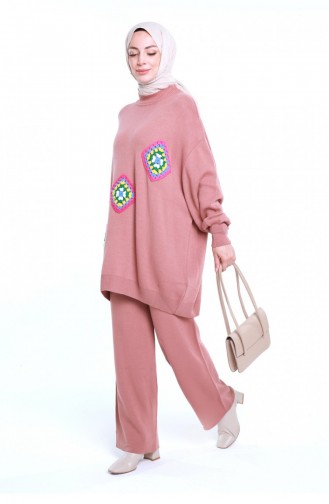 Ensemble Tricot à Motifs Dusty Rose 12442KLC.GKR