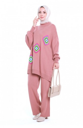 Ensemble Tricot à Motifs Dusty Rose 12442KLC.GKR