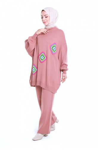 Ensemble Tricot à Motifs Dusty Rose 12442KLC.GKR