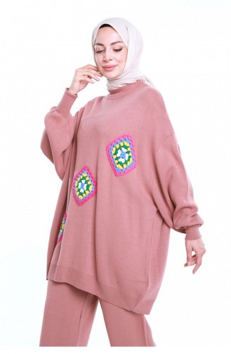 Ensemble Tricot à Motifs Dusty Rose 12442KLC.GKR