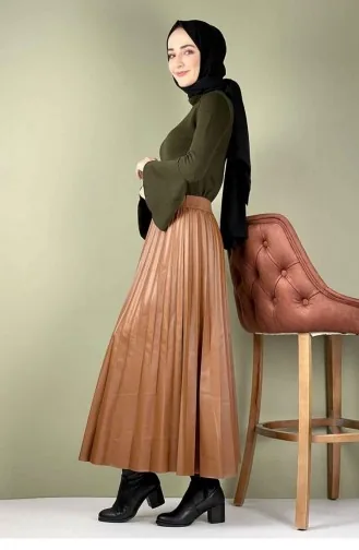 Piliseli Deri Etek Taba