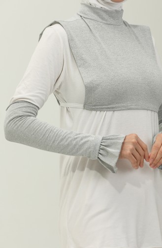 Abendkleid Ärmel-Kragen-Set 1260-01 Silbergrau 1260-01