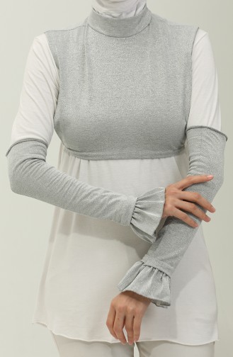 Abendkleid Ärmel-Kragen-Set 1260-01 Silbergrau 1260-01