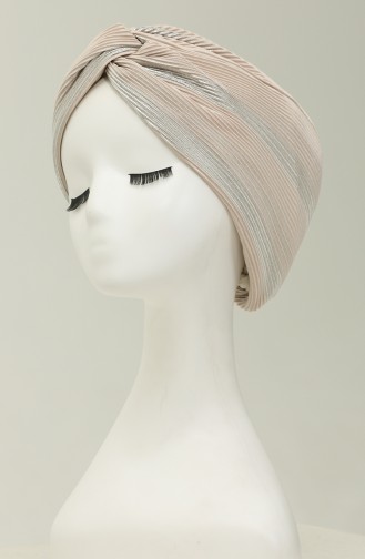 Zilverbladige Avondjurk Bonnet 1262-01 Beige 1262-01