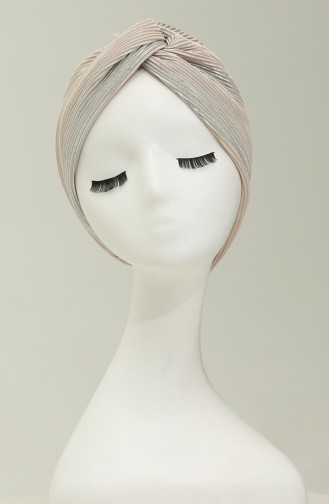 Zilverbladige Avondjurk Bonnet 1262-01 Beige 1262-01