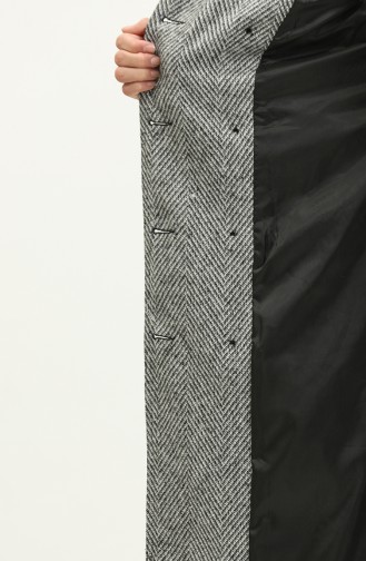 Vivezza Double Breasted Front Back Cape Lined Coat 6997-01 Black White 6997-01