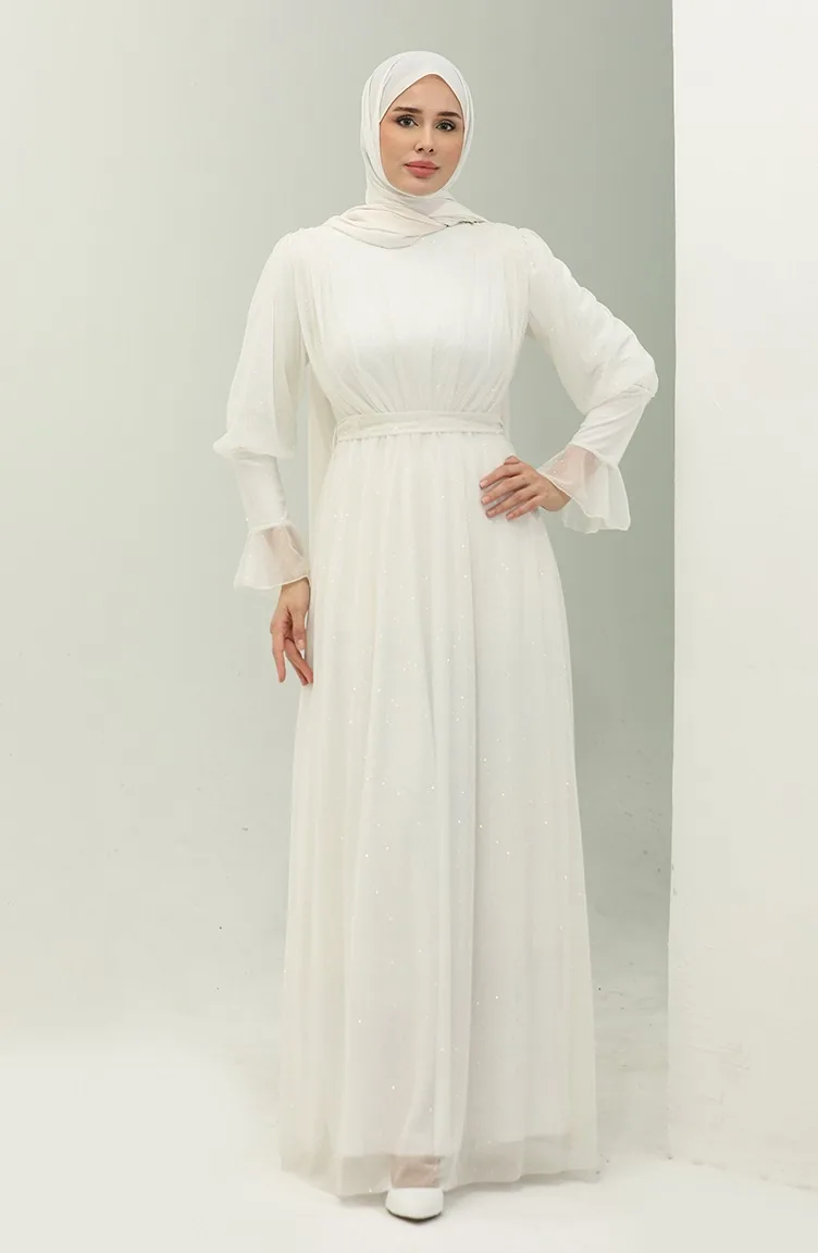 Robe De Soirée Argentée 5367-30 Ecru 5367-30