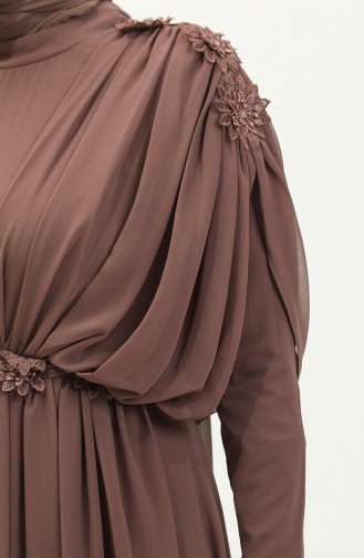 Lace Chiffon Evening Dress 5571-03 Milk Brown 5571-03