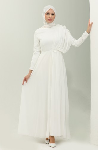 Spitzen-Chiffon-Abendkleid 5571-02 Ecru 5571-02