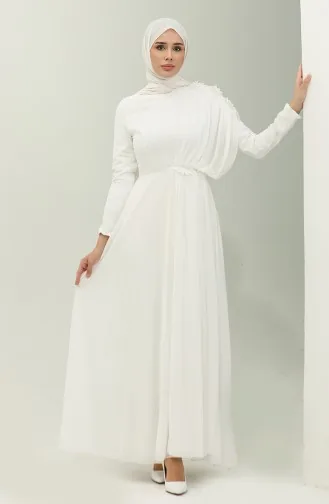 Spitzen-Chiffon-Abendkleid 5571-02 Ecru 5571-02