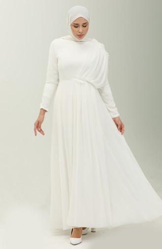 Spitzen-Chiffon-Abendkleid 5571-02 Ecru 5571-02