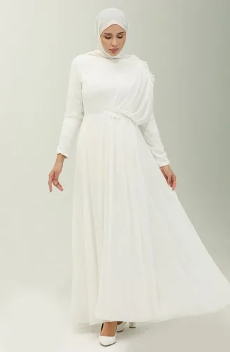 Spitzen-Chiffon-Abendkleid 5571-02 Ecru 5571-02