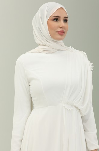 Spitzen-Chiffon-Abendkleid 5571-02 Ecru 5571-02