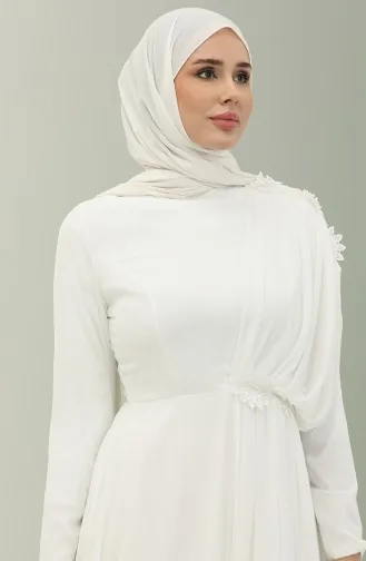 Spitzen-Chiffon-Abendkleid 5571-02 Ecru 5571-02
