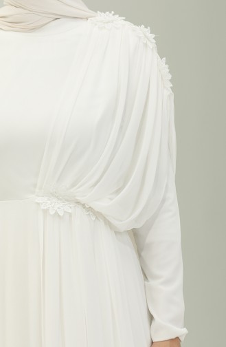 Spitzen-Chiffon-Abendkleid 5571-02 Ecru 5571-02