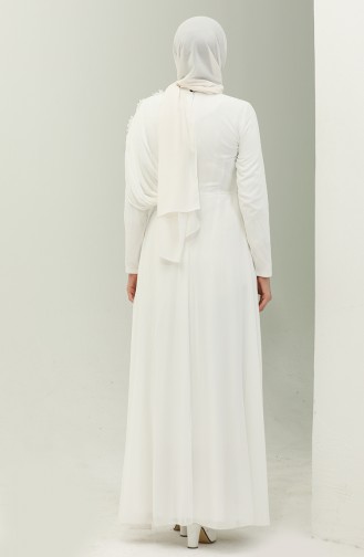 Spitzen-Chiffon-Abendkleid 5571-02 Ecru 5571-02