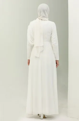 Spitzen-Chiffon-Abendkleid 5571-02 Ecru 5571-02