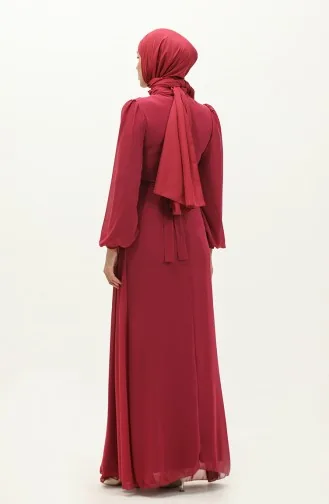 Chiffon-Abendkleid Mit Gürtel 5711-13 Pflaume 5711-13