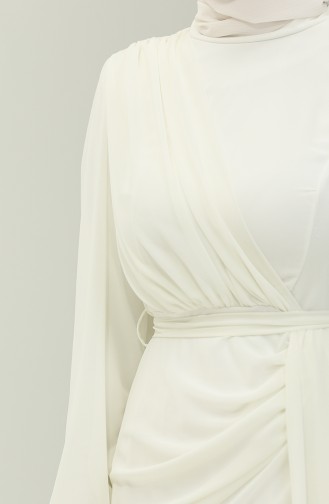 Chiffon-Abendkleid Mit Gürtel 5711-14 Ecru 5711-14