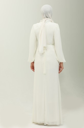 Chiffon-Abendkleid Mit Gürtel 5711-14 Ecru 5711-14