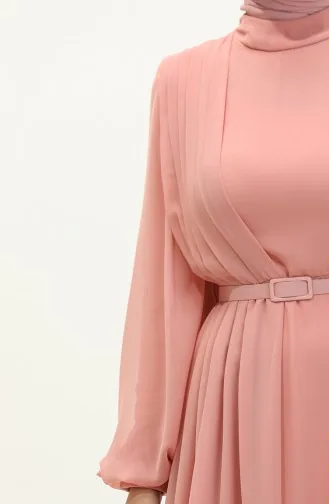 Chiffon-Abendkleid Mit Gürtel 6701-01 Puder 6701-01
