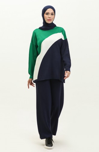 Triko Tunik Pantolon İkili Takım 0107-01 Yeşil Lacivert