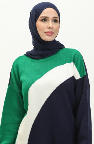 Triko Tunik Pantolon İkili Takım 0107-01 Yeşil Lacivert