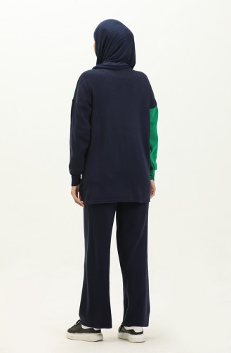 Triko Tunik Pantolon İkili Takım 0107-01 Yeşil Lacivert