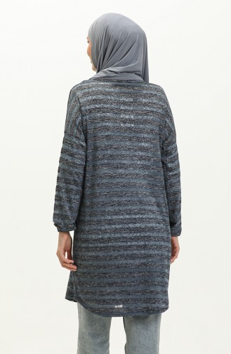 Bat Sleeve Striped Tunic 1658-01 İndigo 1658-01