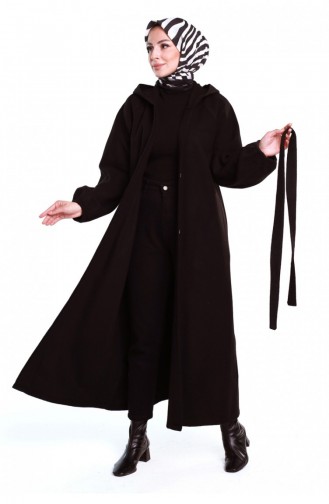 معطف الحجاب بحزام أسود 0502SGS.SYH