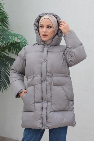 Fermuarlı Şişme Mont Füme