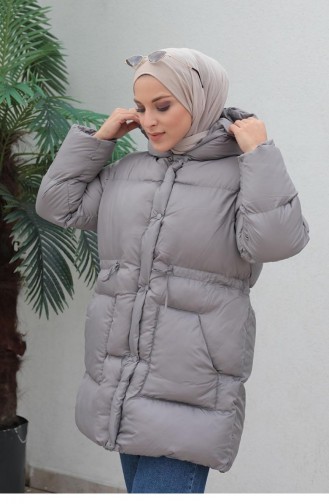 Fermuarlı Şişme Mont Füme
