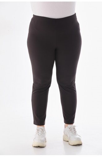 Grote Maat Broek Met Elastische Taille En Ritssluiting Aan De Zijkant 9002-03 Bruin 9002-03