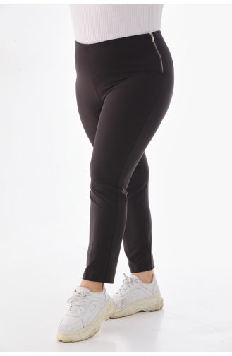 Grote Maat Broek Met Elastische Taille En Ritssluiting Aan De Zijkant 9002-03 Bruin 9002-03