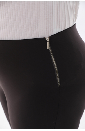 Grote Maat Broek Met Elastische Taille En Ritssluiting Aan De Zijkant 9002-03 Bruin 9002-03