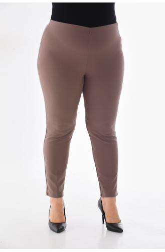 Grote Maat Broek Met Elastische Taille En Ritssluiting Aan De Zijkant 9002-04 Mink 9002-04