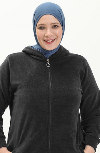 Büyük Beden Polar Hırka 0007-07 Füme