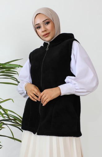 Welsoft Kapuzen-Fleeceweste 00018-10 Schwarz 00018-10