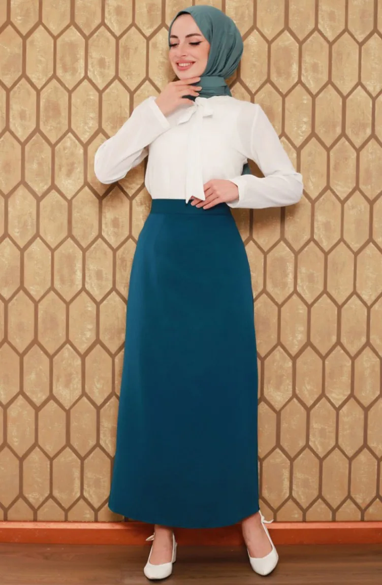 Jupe Crayon Hijab Bleu Pétrole 0725GLN.PTR