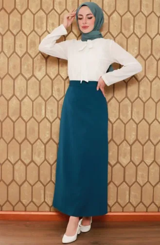 Jupe Crayon Hijab Bleu Pétrole 0725GLN.PTR