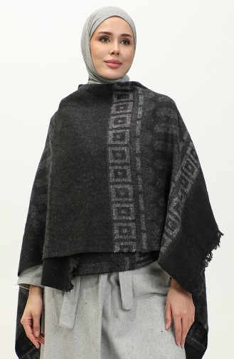 Poncho Mit Kelimmuster 2041-01 Grau-Flieder 2041-01