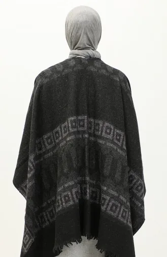 Ethnic Patterned Poncho 2041-01 Gray Lilac 2041-01