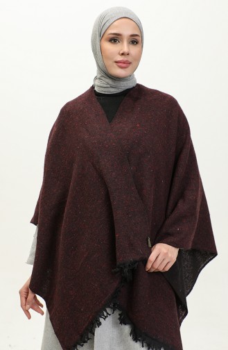 Plain Cotton Poncho 2037-01 Plum 2037-01