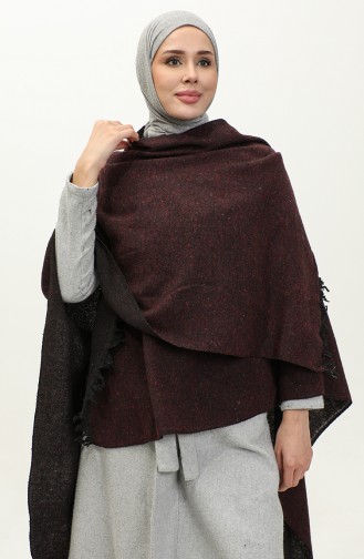 Effen Katoenen Poncho 2037-01 Pruim 2037-01