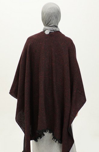 Plain Cotton Poncho 2037-01 Plum 2037-01