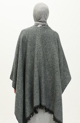 Einfarbiger Baumwollponcho 2037-03 Grün 2037-03