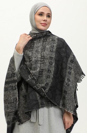 Poncho A Motifs Kilim 2040-01 Gris Fumée 2040-01